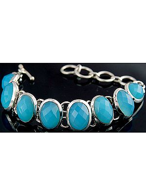 Faceted Blue Chalcedony Bracelet