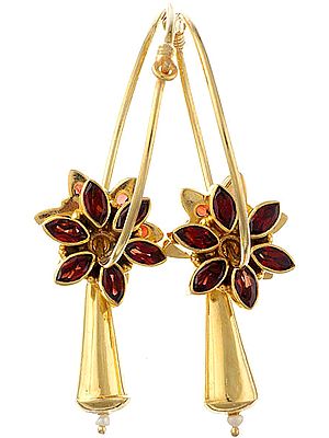 Faceted Garnet Gold Plated Earrings