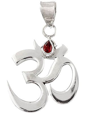 Faceted Garnet Om (AUM) Pendant