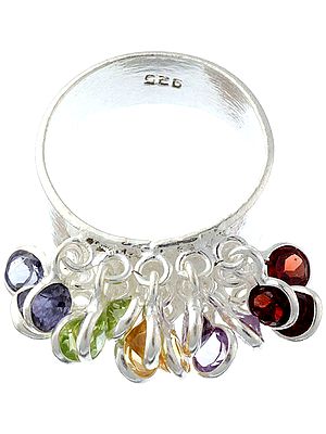 Faceted Gemstone Ring (Iolite, Peridot, Amethyst, Citrine and Garnet)