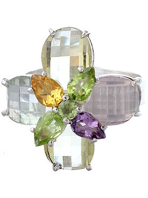 Faceted Gemstone Ring (Lemon Topaz, Aquamarine, Rose Quartz, Citrine, Amethyst and Peridot)
