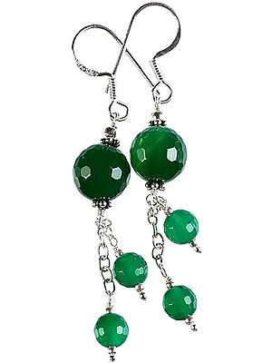 Faceted Green Onyx Shower Earrings