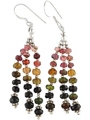 Faceted Multi-color Tourmaline Shower Earrings