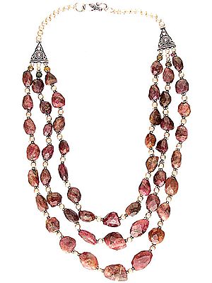 Faceted Ruby Tumbles Beaded Necklace