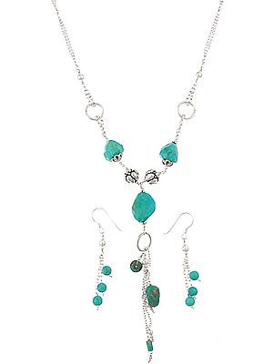 Faceted Turquoise Necklace with Matching Earrings Set