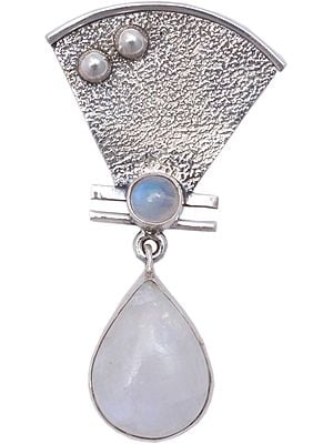 Tear-Drop Moonstone Embellished Pendant with Triangular Spacer