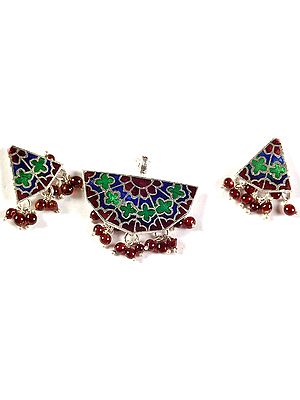 Meenakari Pendant with Earrings Set