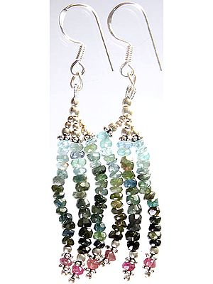 Multi-color Tourmaline Israel Cut Shower Earrings