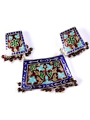 Meenakari Pendant with Earrings Set