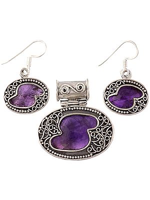 Amethyst Pendant with Matching Earrings Set