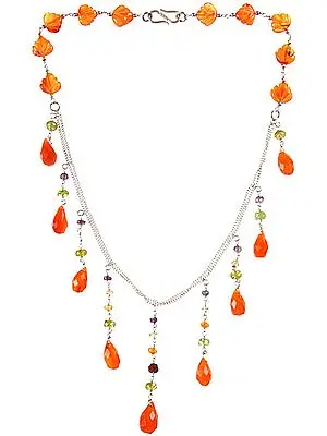 Faceted Gemstone Necklace (Carnelian, Peridot, Amethyst and Citrine)