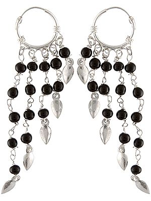 Black Onyx Hoop Chandeliers