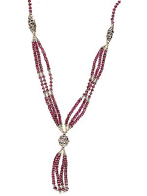 Faceted Garnet Beaded Bunch Necklace with Charms