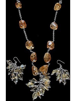 Citrine Nuggets Necklace with Earrings Set | Indian Jewelry Sets
