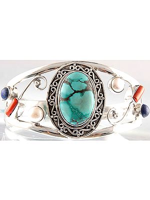Gemstone Bracelet (Turquoise, Coral, Pearl and Lapis Lazuli)