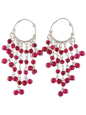 Pink Chalcedony Hoop Earrings