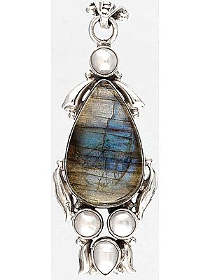 Labradorite and Pearl Pendant