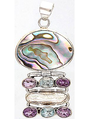Gemstone Pendant (Abalone, Amethyst, Blue Topaz and Rugged Pearl)