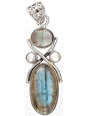 Labradorite and Pearl Pendant