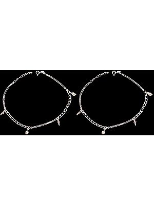 Sterling Anklets with Dangling Leaves (Price Per Pair)