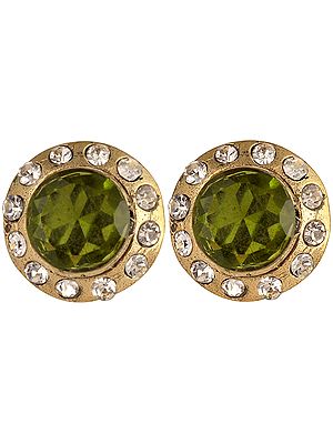 Green Tops with Cut Glass (earrings)