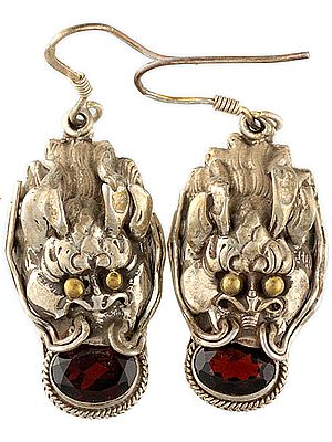 Faceted Garnet Dragon Earrings