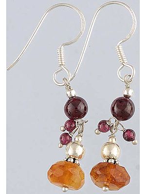 Faceted Citrine Earrings with Garnet