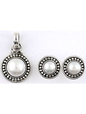 Pearl Pendant with Earrings Set