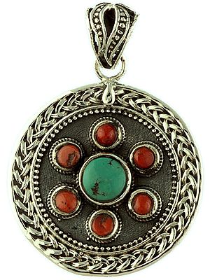 Coral and Turquoise Pendant