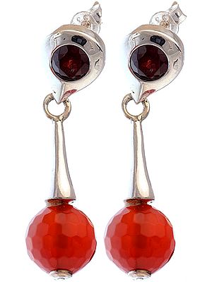Faceted Carnelian Earrings with Garnet
