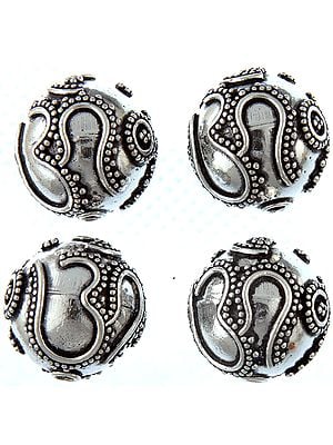 Fine Hand-Crafted Beads Marked with Hari Om (Price Per Piece)