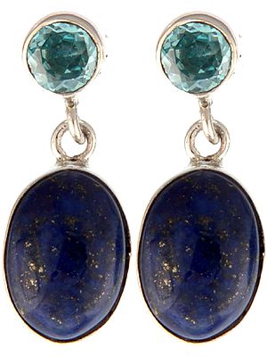 Lapis Lazuli Earrings with Blue Topaz