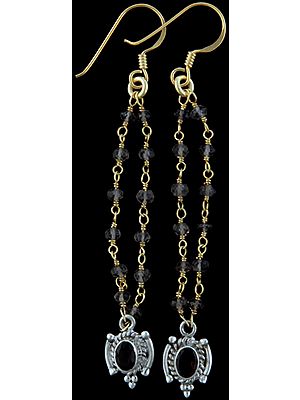 Faceted Iolite and Smoky Quartz Earrings