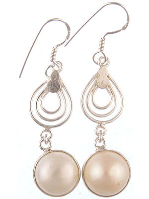 Dangling Pearl Spiral Earrings