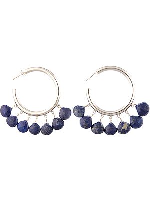 Faceted Lapis Lazuli Hoop Chandeliers