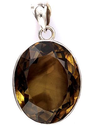Faceted Smoky Quartz Oval Pendant