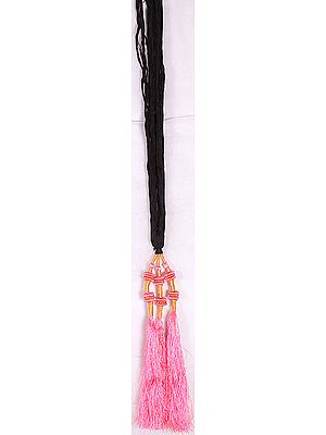 Black and Pink Hair-braid Ornament (Choti) - Paranda