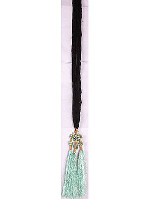 Aquamarine and Black Hair-braid Ornament (Choti) - Paranda