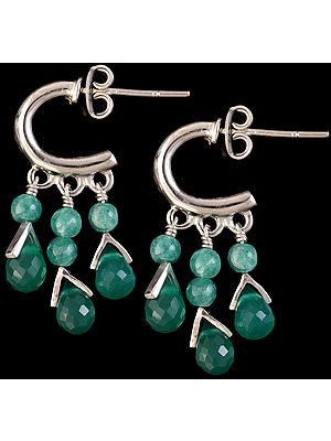 Faceted Green Onyx Half-Hoop Earrings