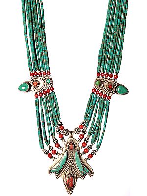 Coral and Turquoise Necklace from Afghanistan