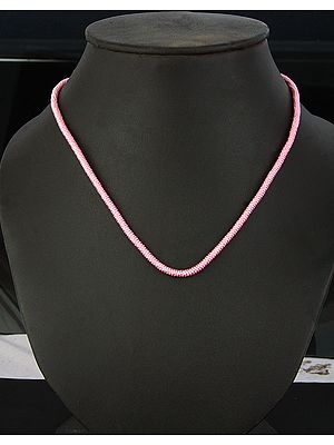 Pink Cord Necklace with Sterling Closure