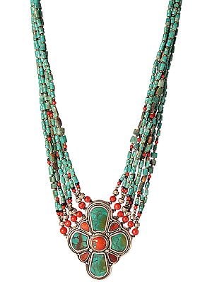 Coral and Turquoise Necklace from Afghanistan
