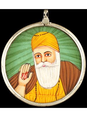 Guru Nanak Double-sided Pendant with Sikh Om (AUM) on Reverse