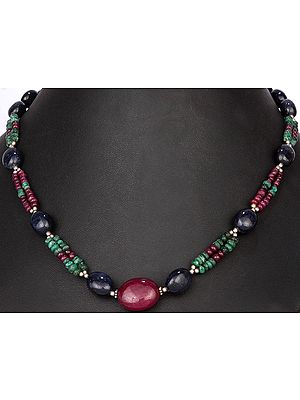 Gemstone Necklace (Blue Sapphire, Ruby and Emerald)