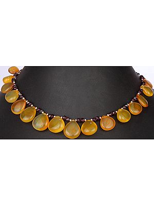 Yellow Chalcedony and Garnet Necklace