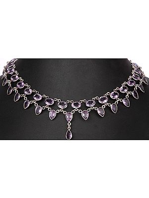 Faceted Amethyst Sterling Silver Necklace