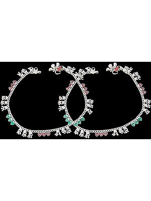Meenakari Anklets With Gungaroo (Price Per Pair)