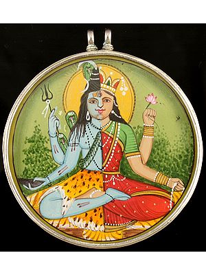 Ardhanarishvara Double-sided Pendant with Yantra on Reverse