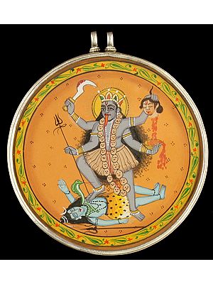 Goddess Kali Double-sided Pendant with Yantra on Reverse