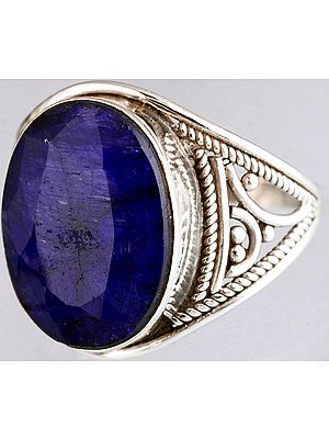 Faceted Blue Sapphire Ring